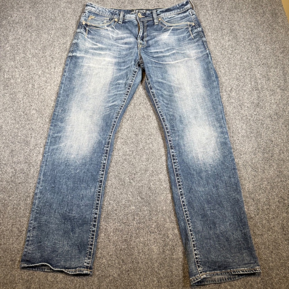 Salvage Buckle Anarchy Relaxed Straight Leg Mens Jeans Light Wash 34x33